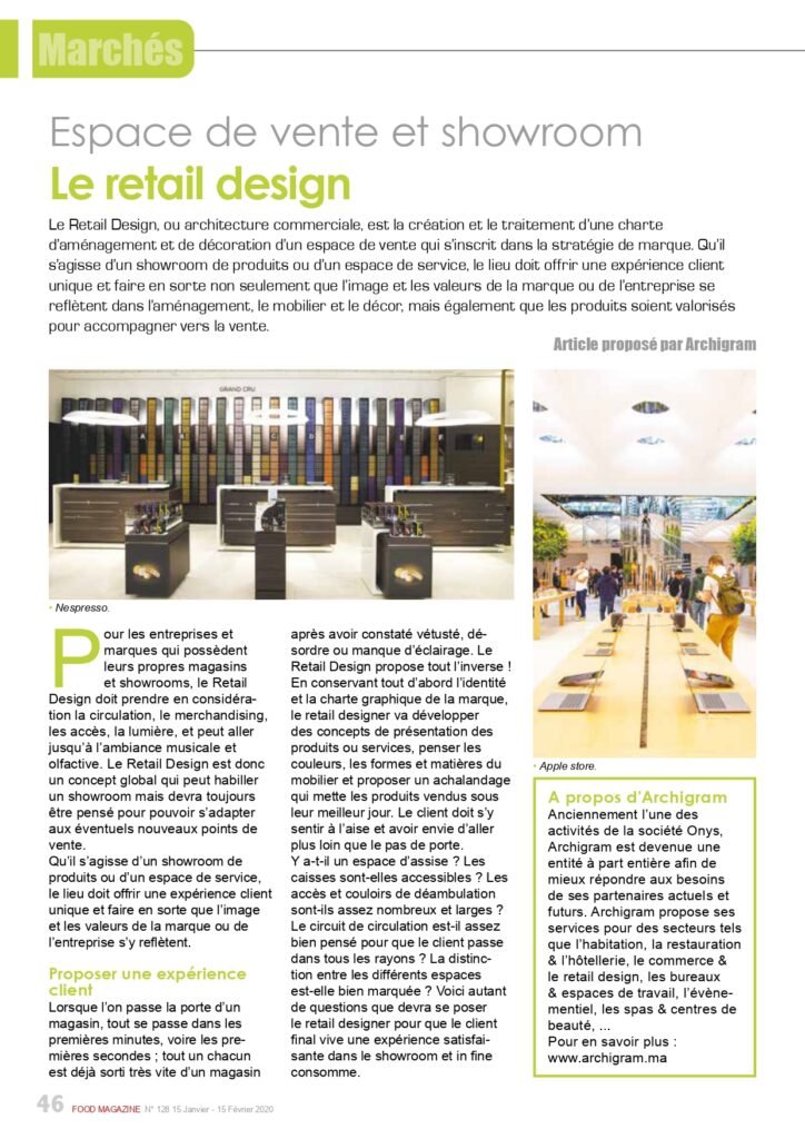 Article sur le retail design par Archigram, explorant la création d'espaces de vente qui valorisent les produits et renforcent l'image de marque.