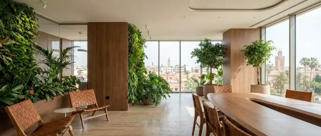 Les avantages de l'aménagement biophilique en milieu de travail à Casablanca par Archigram®
