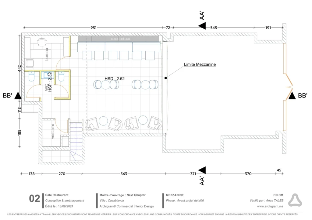 Conception café Next Chapter Casablanca — plans et rendus | Archigram® — 04